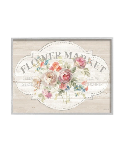 Stupell Industries Retro Flower Market Sign Gray Farmhouse Rustic Framed Giclee Texturized Art, 16" X 20" In Multi-color