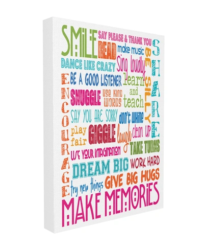 Stupell Industries Smile Make Memories Typography Stretched Canvas Wall Art, 24" X 30" In Multi-color