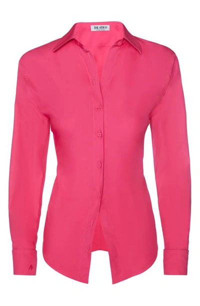 Attico Long-sleeve Button-up Shirt In Rosa