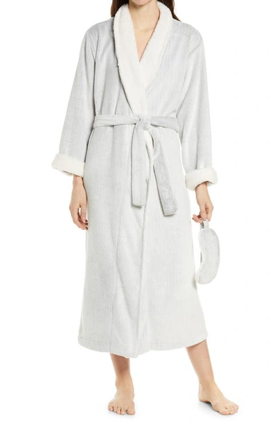 Papinelle High Pile Fleece Robe & Sleep Mask Set In Grey