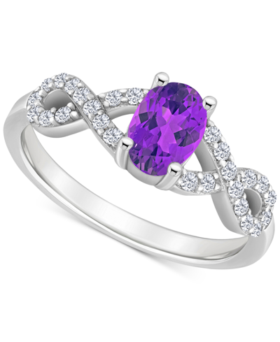 Macy's Rhodolite Garnet (1 Ct. T.w.) & White Topaz (1/4 Ct. T.w.) Twist Ring In Sterling Silver (also In Ci In Amethyst