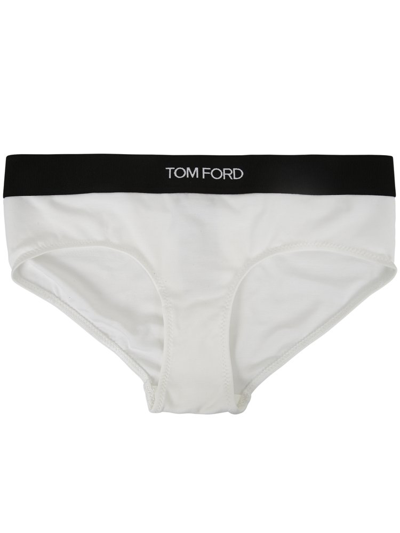 Tom Ford Grey Logo Boy Shorts In White