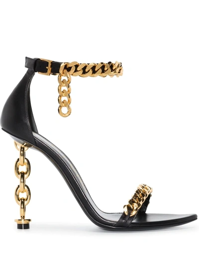 Tom Ford Chain Ankle-strap Sculptural-heel Sandals In Black | ModeSens