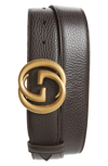 Gucci Interlocking-g Calfskin Leather Belt In Cocoa