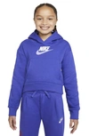 Nike Sportswear Kids' Club Fleece Hoodie In Lapis/ Purple Pulse/ White