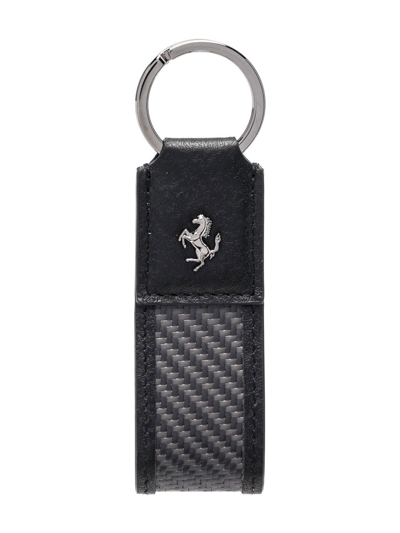 Ferrari Logo-plaque Detail Key Ring In Black