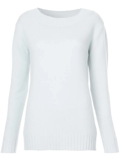 Vince Boat-neck Long-sleeve Wool-cashmere Sweater In Sea