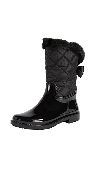 Kate Spade Reid Quilted Nylon Rubber Combo Boot In Black