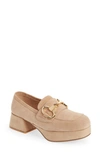 Jeffrey Campbell Student Platform Loafer In Nude Suede