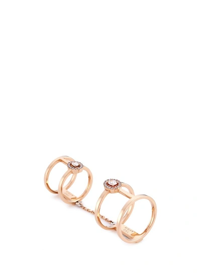 Messika 'glam'azone Double' Diamond 18k Rose Gold Chain Ring