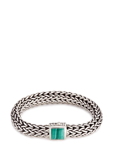 John Hardy Malachite Silver Woven Chain Bracelet