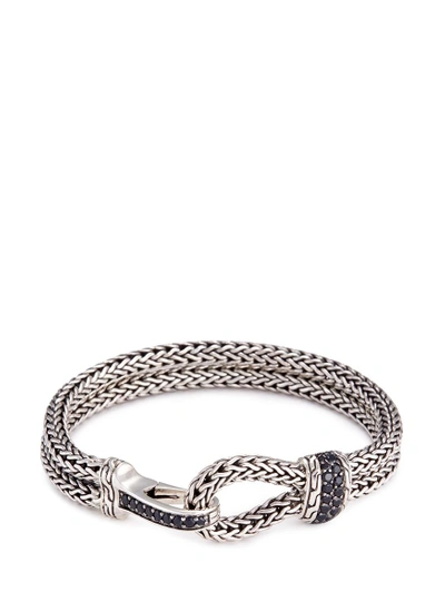 John Hardy Sapphire Silver Woven Chain Hook Bracelet