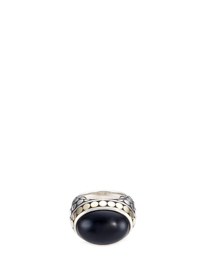 John Hardy 18k Yellow Gold And Sterling Silver Dot Dome Ring With Black Onyx In Black/silver