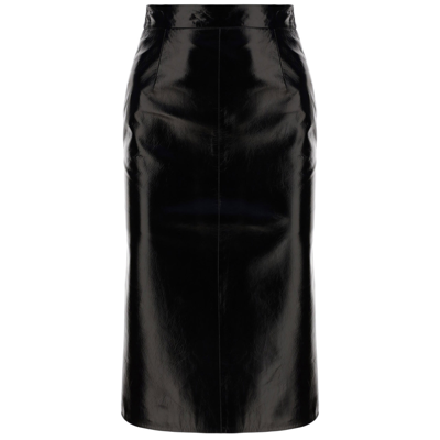 Prada Nappa Leather Skirt In Black