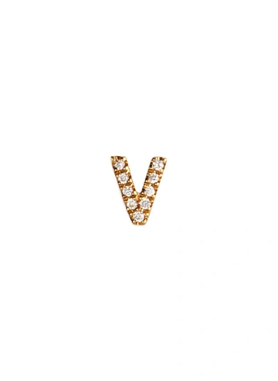 Loquet London Diamond 18k Yellow Gold Letter Charm - V In Metallic