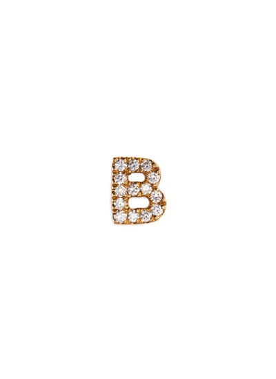 Loquet London Diamond 18k Yellow Gold Letter Charm - B In Metallic
