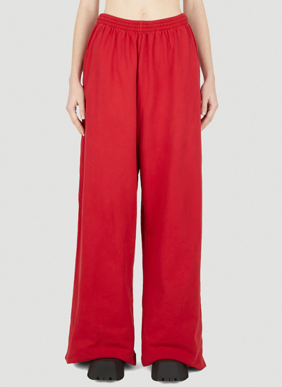 Balenciaga Extra Long Cotton Pants In Red