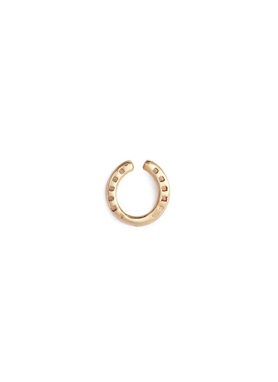 Loquet London 'horseshoe' 14k Yellow Gold Single Stud Earring - Protection In Metallic