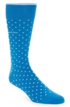 Calvin Klein Giza Pindot Dress Socks In French Blue/ White