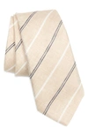 Brunello Cucinelli Regimental Stripe Linen Tie In Orange