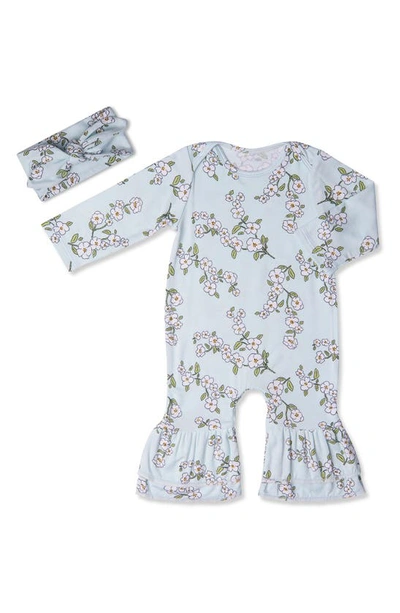 Baby Grey By Everly Grey Ruffle Romper & Head Wrap Set In Babys Breath