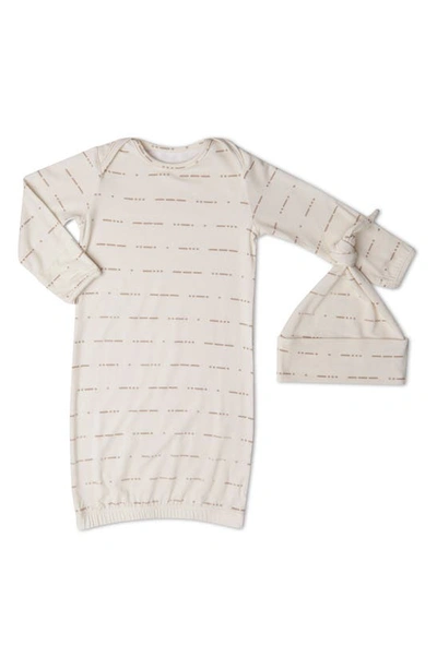 Baby Grey By Everly Grey Stripe Gown & Hat Set In Love