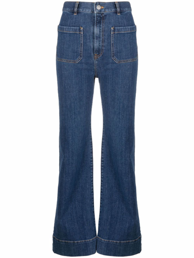 Jeanerica St Monica Flared High-rise Organic Denim-blend Jeans In Light Wash