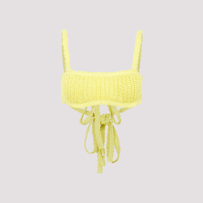 Alanui Caribbean Vibes Knitted Bra In Neon Yellow