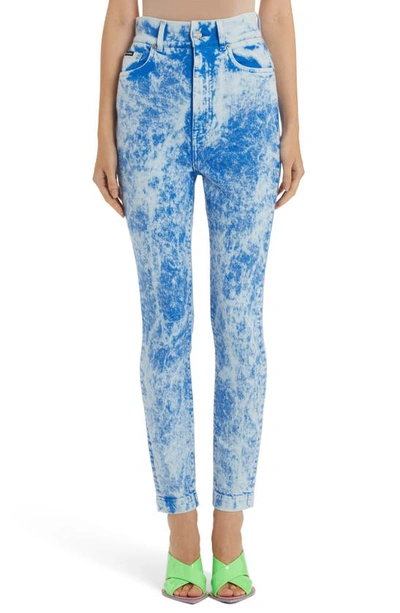 Dolce & Gabbana Acid Wash Skinny Jeans In B4943 Blu