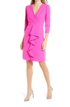 Julia Jordan Cascade Ruffle Crepe Sheath Dress In Pink