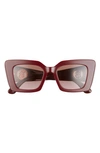 Burberry 51mm Square Sunglasses In Bordeaux/ Violet Brown