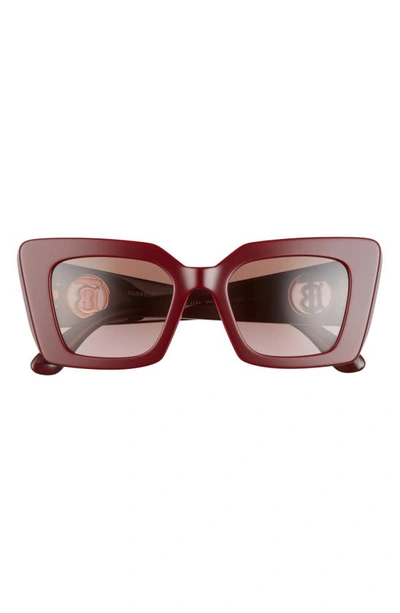 Burberry 51mm Square Sunglasses In Bordeaux/ Violet Brown