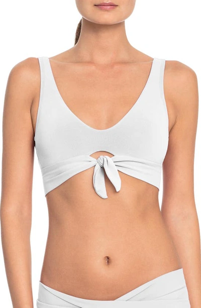 Robin Piccone Ava Knot Front Bikini Top In White