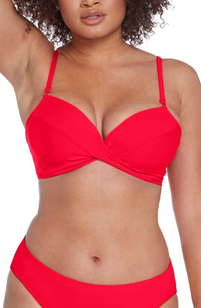 Robin Piccone Ava Twist D-cup Bikini Top In Fiery Red