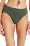 Robin Piccone Ava High Waist Bikini Bottoms In Pine