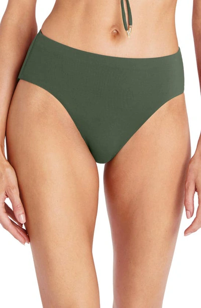 Robin Piccone Ava High Waist Bikini Bottoms In Pine