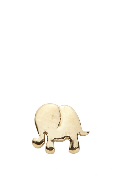 Loquet London 14k Yellow Gold Elephant Single Earring - Happiness