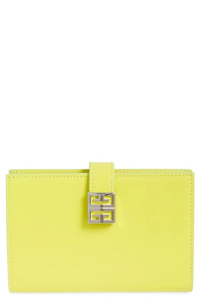 Givenchy Medium 4g Leather Bifold Wallet In Yellow
