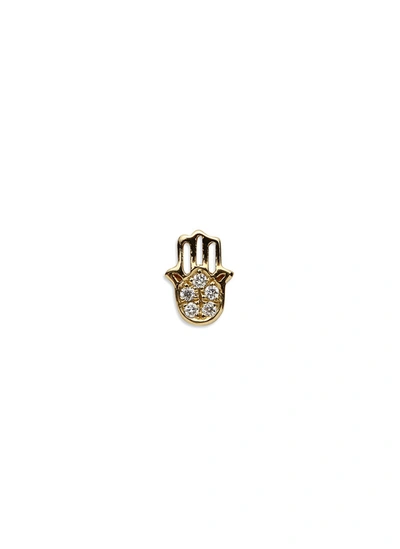 Loquet London 18k Yellow Gold Diamond Hand Of Fatima Charm - Have Faith In Metallic