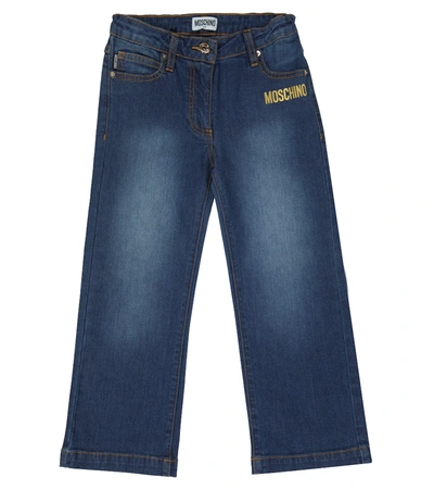 Moschino Kids' Logo-print Straight-leg Denim Jeans In Blue