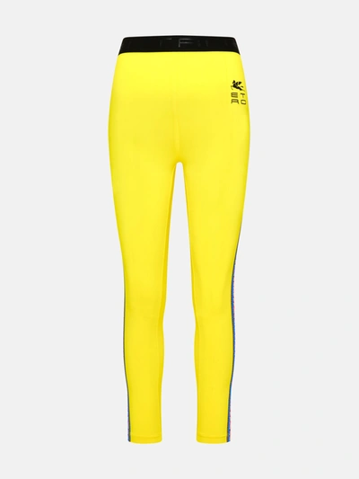 Etro Yellow Polyamide Logo Leggings