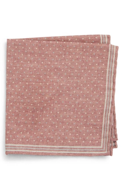 Eleventy Dot Wool & Cotton Pocket Square In Dusty Pink