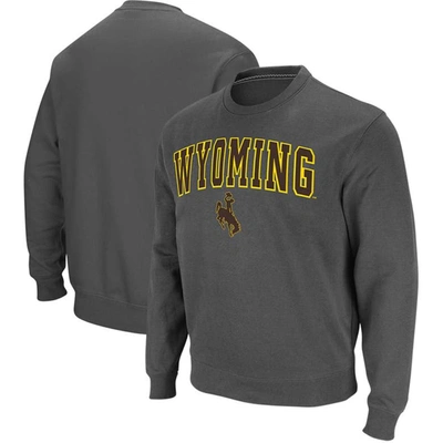 Colosseum Men's  Charcoal Wyoming Cowboys Arch & Logo Tackle Twill Pullover Sweatshirt