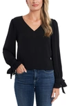 Cece Tie Sleeve Top In Rich Black