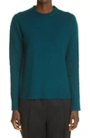 Jil Sander Boiled Wool Crewneck Sweater In Dark Green