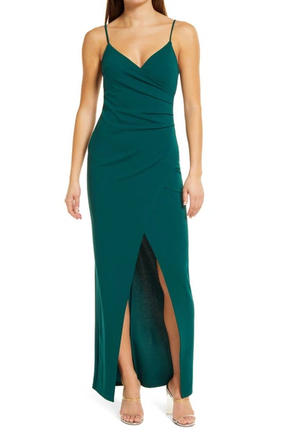 Lulus Sweetest Admirer Ruched Gown In Hunter Green