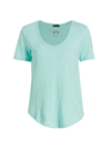 Atm Anthony Thomas Melillo Short Sleeve V-neck Tee In Aqua Surf