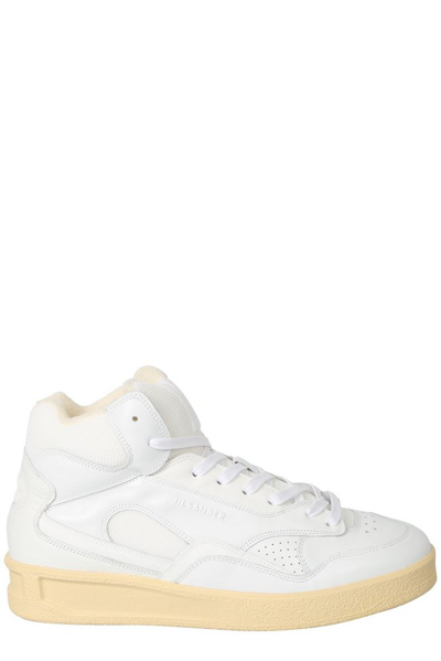 Jil Sander White Basket High Top Leather Sneakers