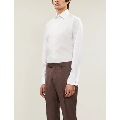 Eton Mens White Contemporary-fit Double-cuff Cotton Shirt