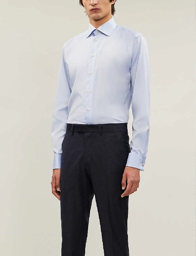Eton Slim-fit French-cuff Cotton-twill Shirt In Blue